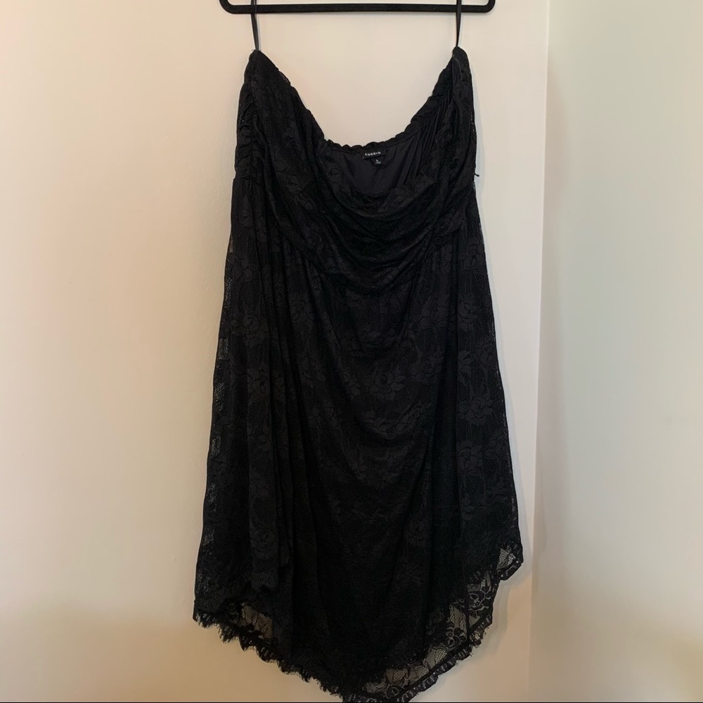 Torrid Strapless Black Lace Dress